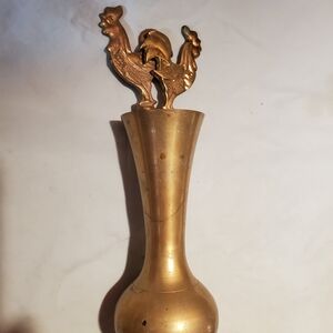 Vintage Brass Rooster Vase